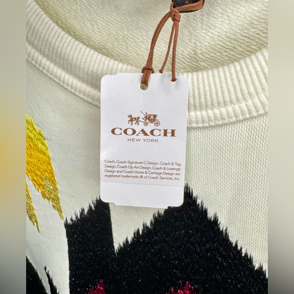 Coach x Coachella Hawk Feather Side Zip Sweatshirt w/ Chevron Pattern Multicolor - Picture 9 of 10